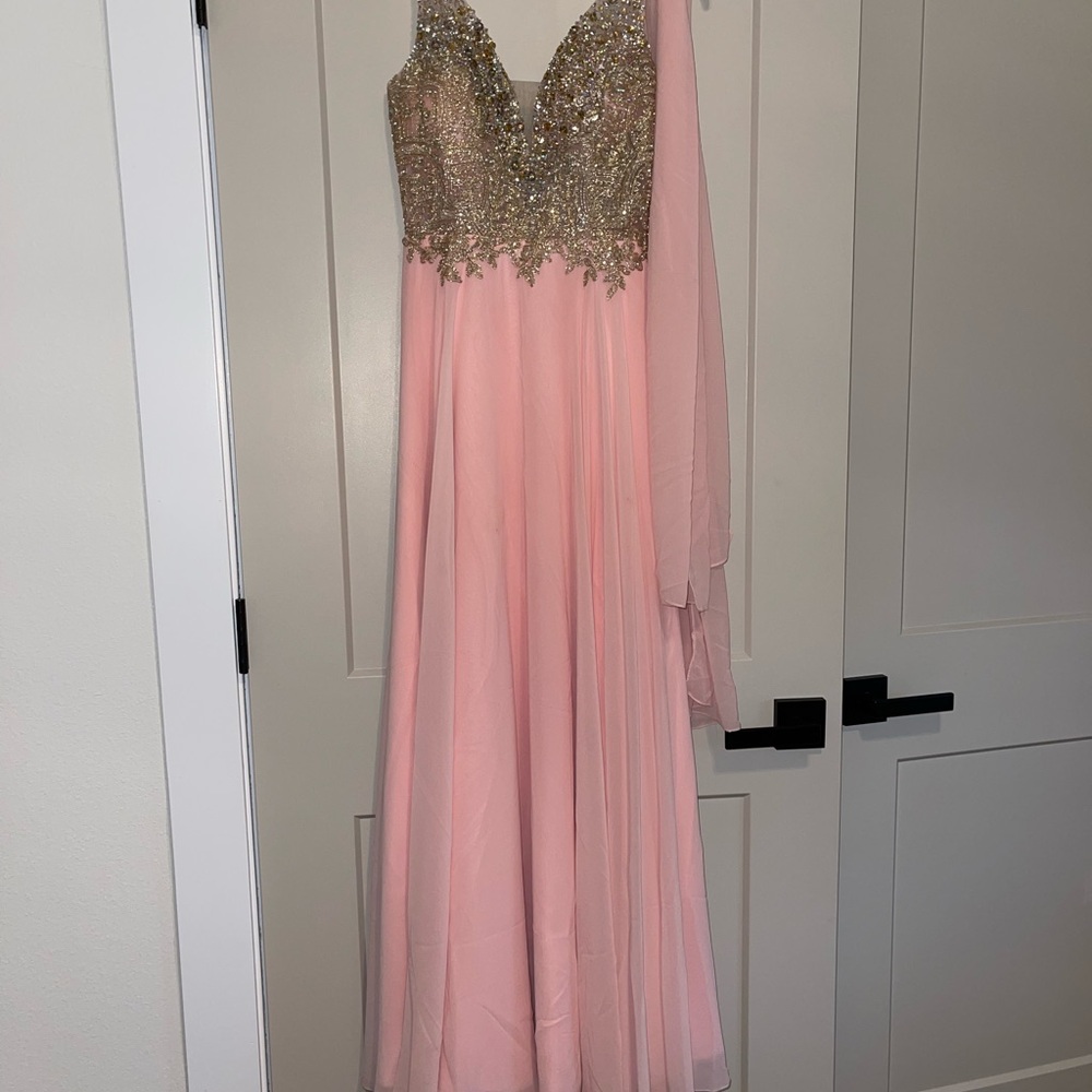 Dancing Queen Pink Gold One Shoulder Gown for Cocktail
